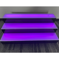 Conception personnalisée de contremarches d'escalier en acrylique illuminées, présentoir à 3 niveaux pour bouteilles de bière et de vin, présentoir pour discothèque, liqueur et whisky