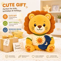 Boneka Singa Lucu Kustom, Mainan Hewan Isi Bulu Pendek Lembut dengan Bantal Bulan, Hadiah Ulang Tahun Anak, Layanan Pabrik OEM ODM