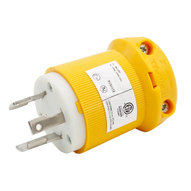 30A 125V Plug Male 10AWG/3C Plug 125V Yellow NEMA L5-30P Twist Lock Connector