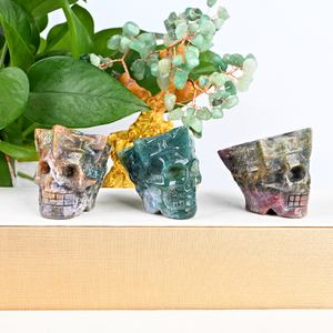 Jaspe océanique naturel crânes de roi kulls en cristal sculptant pour la décoration - Product Image 1