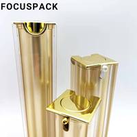 Flacon pompe sans air en plastique acrylique carré doré en gros, 15 ml-100 ml, sérigraphié à bon prix
