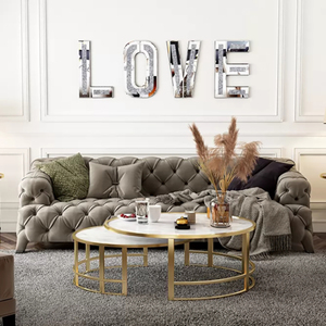 Amore e casa <span class=keywords><strong>dolce</strong></span> e adorabile specchio decorativo decorazioni da parete grande specchio da parete decorativo con diamanti specchio argento lucido 3d - Product Image 3