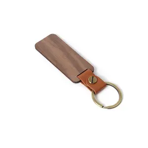 Wholesale Sublimation Wood Cute Logo Accessories Sublimation Key Chain Blank Custom Wooden Keychain