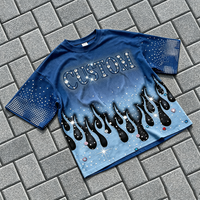 Camiseta de Manga Corta con Estampado Gráfico Personalizado con Pedrería, Impresión Digital DTG, 100% Algodón, Estilo Urbano Vintage, Camiseta de Verano para Hombre