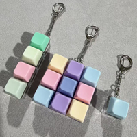 Wholesale LED Light Mechanical Keycap Keychain Fidget Clicker Keyboard Keyring Stress Relief Decompression Typewriter Keys Toys