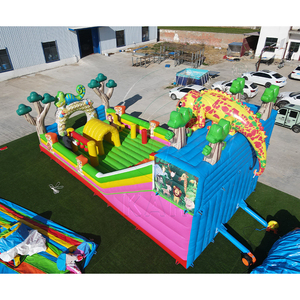 Parcours d'obstacles gonflable Dinosaures de la <span class=keywords><strong>Jungle</strong></span> avec toboggan, <span class=keywords><strong>jeu</strong></span> de défi pour fêtes d'enfants en extérieur - Product Image 6