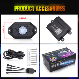 Juego de 12 Luces LED Redondas de 4x4 para Camioneta, Luces Interiores para Automóvil, Iluminación Inferior, Luces Todoterreno Blancas RGBW RGB, Luces de Roca - Product Image 5