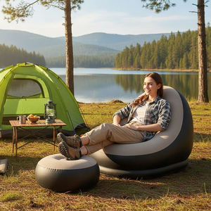 <b>Inflatable</b> Bean Bag <b>Sofa</b> with Footstool Teardrop Shape PVC Modern Reclining Outdoor Chair for Camping and Leisure - Product Image 1