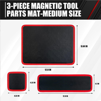 Starkes Magnetisches Werkzeugmatten-Set, Magnetische Ablage für Autoreparatur und Werkstatt, Rot-Schwarz, 3-teilig