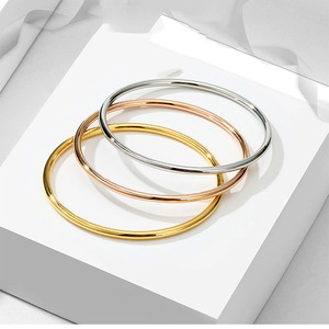 MECYLIFE <span class=keywords><strong>bracciale</strong></span> a cerchio grande da 3MM filo di acciaio inossidabile <span class=keywords><strong>bracciale</strong></span> da ragazza in oro rosa oro <span class=keywords><strong>argento</strong></span> - Product Image 1