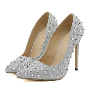 Nuevos Zapatos de Tacón Alto Plateados con Remaches, Diseño Peep Toe, de Charol, Transpirables y Antideslizantes para Oficina, Bodas y Primavera 2025 - Product Image 6