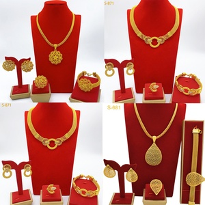 Elegant African Gold Bridal Jewelry <b>Set</b> Women Necklace Earring <b>Bracelet</b> Ring Fashion Statement Jewelry for Party Wedding - Product Image 4
