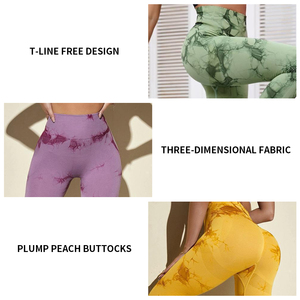 Artı boyutu dikişsiz elastan kravat boya yüksek bel rahat tayt bayanlar salonu tayt kadınlar için - Product Image 2