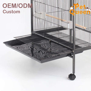 Güvercinler ve Papağanlar İçin Metal Büyük Kuş Kafesi, Tekerlekli, Çelik Tel Kare Boru Kuş Evi, Barlar, Mama Kapları ve Tepsi - Product Image 2