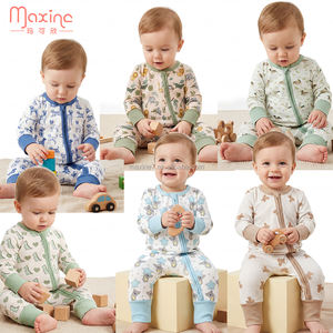 Vêtements de printemps et d'automne pour bébé, vêtements de nuit, <span class=keywords><strong>fermeture</strong></span> éclair sur le <span class=keywords><strong>devant</strong></span>, barboteuse à volants pour nouveau-nés, garçons, imprimé koala, barboteuse en bambou pour bébé - Product Image 2
