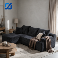 Ensemble de canapé modulaire Cloud 104 pouces, sectionnel DIY en forme de L, ottoman moderne rembourré en velours, pieds en bois écologique, idéal appartement et hôtel