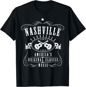 Camiseta de Seda con Logotipo de Músico de Tennessee, Diseño Vintage, Personalizada, Antiarrugas, de la Oficina Promocional de Música Country de Nashville - Product Image 5