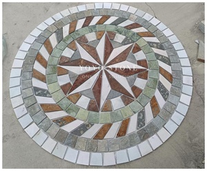 Mosaico in Ardesia Colorata Durevole all'Ingrosso, Medaglione Rotondo con Design Personalizzato, Pietra <span class=keywords><strong>per</strong></span> Pavimentazione Esterna e <span class=keywords><strong>Giardino</strong></span> - Product Image 3