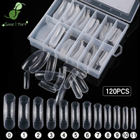 SunelPort Puntas de Uñas de Cristal Extendidas D03, 120 Piezas, Uñas Postizas Curvas con Diseño Cuadrado Rápido, Ultrafinas y sin Rastro