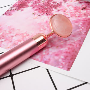 工場カスタマイズロゴナチュラルジェイドストーンローズクォーツバイブレーターフェイシャルローラー24Kラウンドパネルビューティーバー - Product Image 2