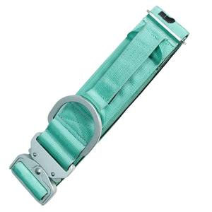Collier pour chien en nylon vert clair réglable avec rubans, design moderne, tissu rembourré confortable, boucle en alliage d'aluminium argenté avec anneau en D pour - Product Image 2