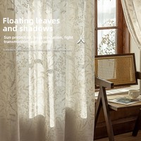 Rideau en voile de polyester plissé effet miroir, style campagnard français, jacquard, occultant, pour salon