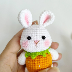 New <strong>Handmade</strong> <strong>Crochet</strong> Strawberry Carrot Bunny Plush Keychain Cute Rabbit Phone Charm <strong>Knitted</strong> Toy Gift - Product Image 5