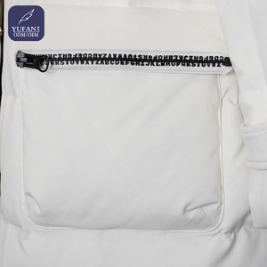 Giacca Imbottita Bianca da Donna <span class=keywords><strong>a</strong></span> Lunghezza Media con Cappuccio, Fodera <span class=keywords><strong>a</strong></span> Scacchi, Cintura con Coulisse e Tasche con Zip - Product Image 4