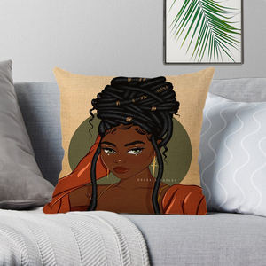 Venta al por mayor negro lindo chica impresa bonita dama Africana suave hogar silla Decoración sofá cojines <span class=keywords><strong>fundas</strong></span> <span class=keywords><strong>para</strong></span> sofá - Product Image 2