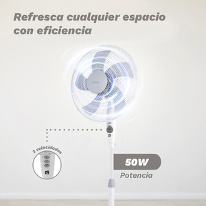 Ventilatore a piedistallo Grunkel 50W 3 velocità Base a forma di X bianca - Product Image 2
