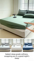 Drap-housse en fibre de bambou, housse de lit respirante et douce, protège-matelas antidérapant à poches profondes pour la chambre à coucher