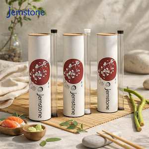 Envase de Cartón Impreso para Sushi con Botella Transparente para Salsa de Soya, Tubo de Papel de Grado Alimenticio para Rollos de Sushi - Product Image 1