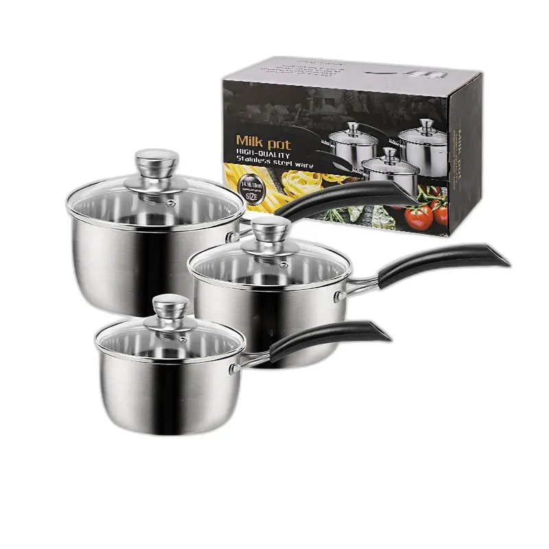 2023 New 6-Pieces Stainless Steel Cookware Set Polished Deep Cooking Pots With Different Sizes Kitchen Milk Pots