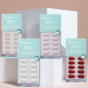 BTArtbox Faux Ongles à Presser en Gel Souple Couleur Unie Haute Qualité Vente en Gros Courts Faits à la Main à Coller Ensemble avec Colle - Product Image 1