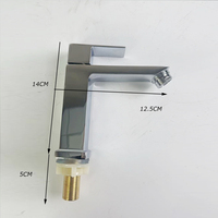Robinet de lavabo carré en alliage de zinc chromé, monocommande, monotrou, pour lavabo en céramique, style contemporain