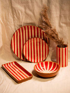 Tasse/Vase en Céramique Émaillée Faite à la Main, Style Culture Tribal, Cuite à Haute Température, avec Impression Rayures Rouges Personnalisées, Durable et Compatible Micro-ondes - Product Image 2