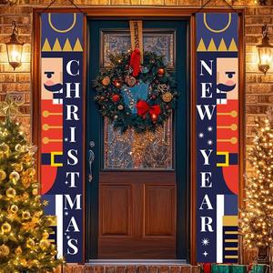 1*6ft <b>Nutcracker</b> Soldier <b>Christmas</b> Door Hanging <b>Decorations</b> Couplets PVC & Polyester Long Rectangle for Home <b>Decoration</b> - Product Image 6