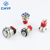 Interrupteur à bouton-poussoir CHYF avec symboles de ventilateur, 19 mm, 22 mm, 10 A, 20 A, 12 V, LED éclairée, étanche, momentané ou à enclenchement, en métal