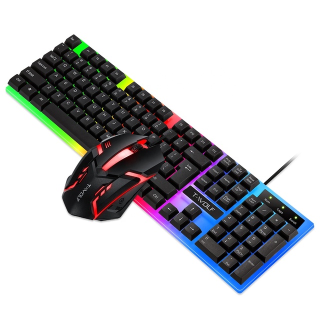 RGB 104 Key Wired Keyboard and Mouse Set USB Colorful LED Light Mechanical Gaming Keyboard Mouse Combos for PC