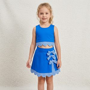 Conjuntos de Yoga de Verano sin Mangas para Niñas, Top de Tirantes con Lazos y Falda, Ropa de Yoga para Niñas - Product Image 1