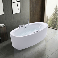 Grande baignoire de massage à jets en acrylique écologique, design moderne autoportant, avec drain, 1,7 m, robinet inclus, pour hôtels et salles de bain