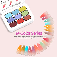 Paleta de Gel de 9 Colores con Efecto Degradado para Principiantes, Gel UV para Decoración de Uñas, Herramienta para Arte de Uñas, Gel para Patting