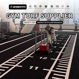 <span class=keywords><strong>Gazon</strong></span> <span class=keywords><strong>synthétique</strong></span> haute résistance absorbant les chocs pour entraînement fonctionnel, piste de sprint, marquages personnalisés pour usage en salle de sport privée. - Product Image 4