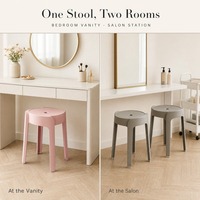 Tabouret de salon rond en plastique empilable, tabouret de maquillage de 46 cm pour la table de toilette de la chambre à coucher