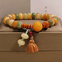 Bracelet en graines de Bodhi multicolores, simple ou double tour, perles d'abaque, breloque en forme de capsule de lotus, bijoux de méditation extensibles, unisexe, vente en gros