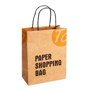 Sac en papier kraft brun avec logo exclusif personnalisé pour vous, sac de centre commercial pour magasin de vêtements - Product Image 2