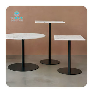 Tùy Chỉnh Nhà Hàng Cafe Cocktail Bàn Cà Phê Vuông Vòng Acrylic Rắn Bề Mặt Bảng Top Trắng Cao Top Bar Bảng - Product Image 1