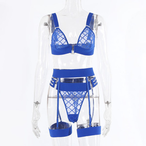 Nuevo Conjunto de Lencería <span class=keywords><strong>Sensual</strong></span> y Erótica de Malla Transparente para Mujer, Lencería Sexy Negra con Decoración de Encaje, Tanga de Talle Bajo, Ligueros al por Mayor - Product Image 5
