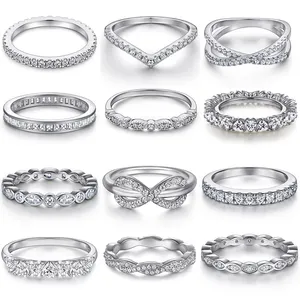 925纯银戒指大锆石石批发珠宝女手指来样定做圆形订婚带或戒指