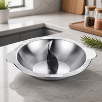 Panci Panas Bulat Stainless Steel FLEY 42-47cm dengan Pinggiran Dekoratif Lebar untuk Chafing Dish, Pemanas Prasmanan, Katering, dan Makan Keluarga